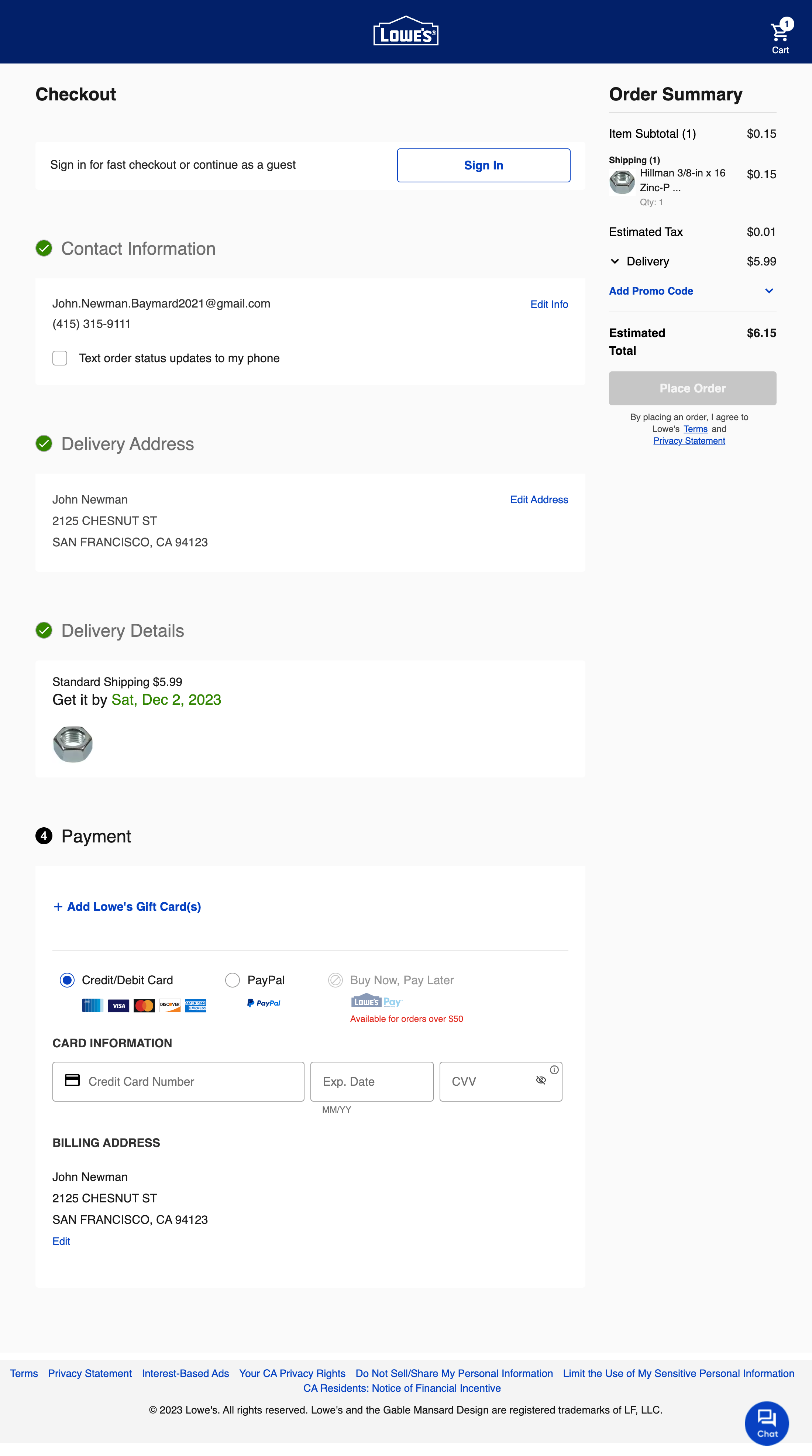 Desktop screenshot of Lowe’s