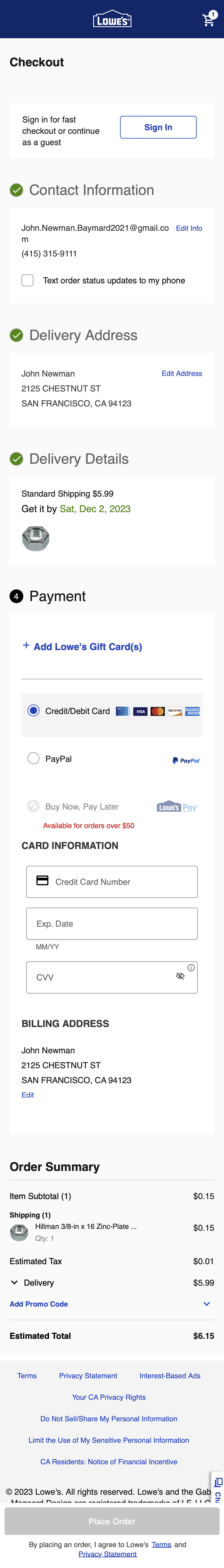Mobile screenshot of Lowe’s