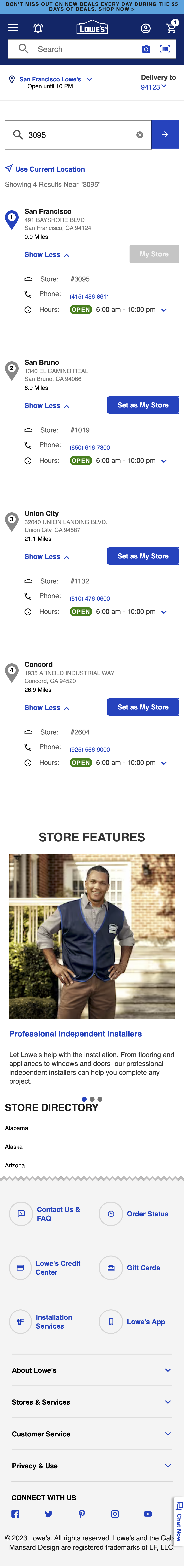 Mobile screenshot of Lowe’s