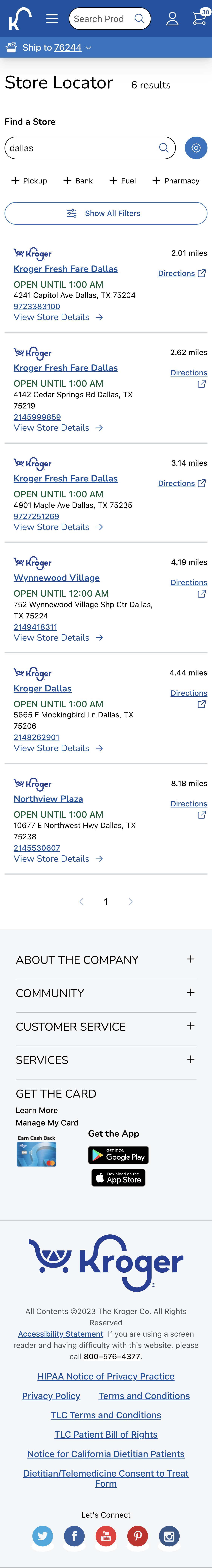 Mobile screenshot of Kroger