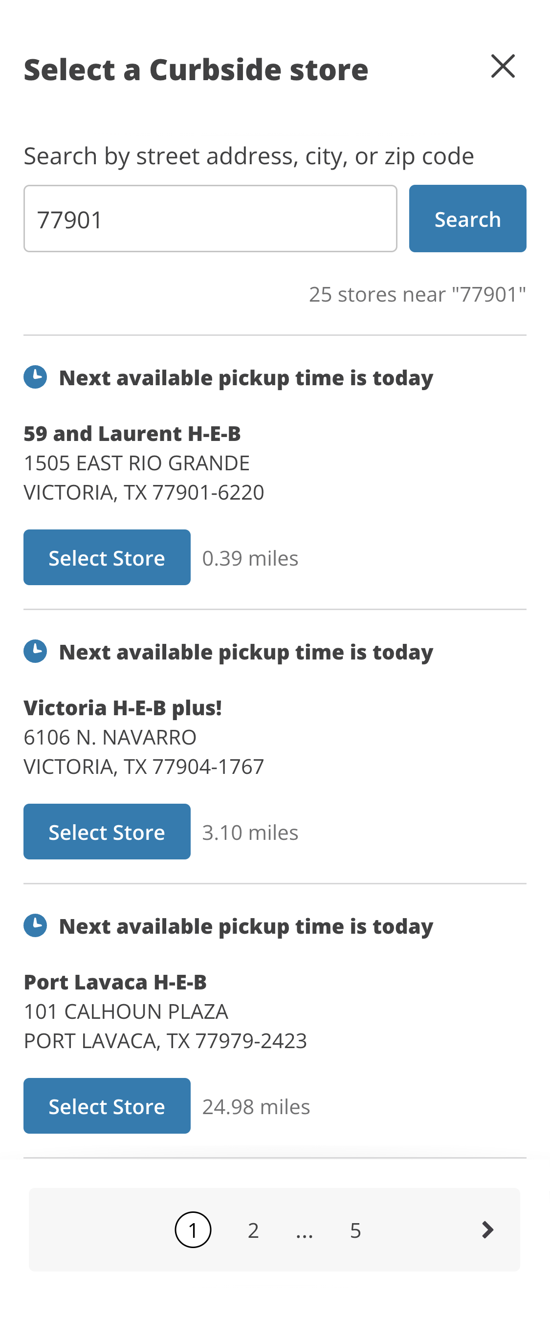 Mobile screenshot of HEB