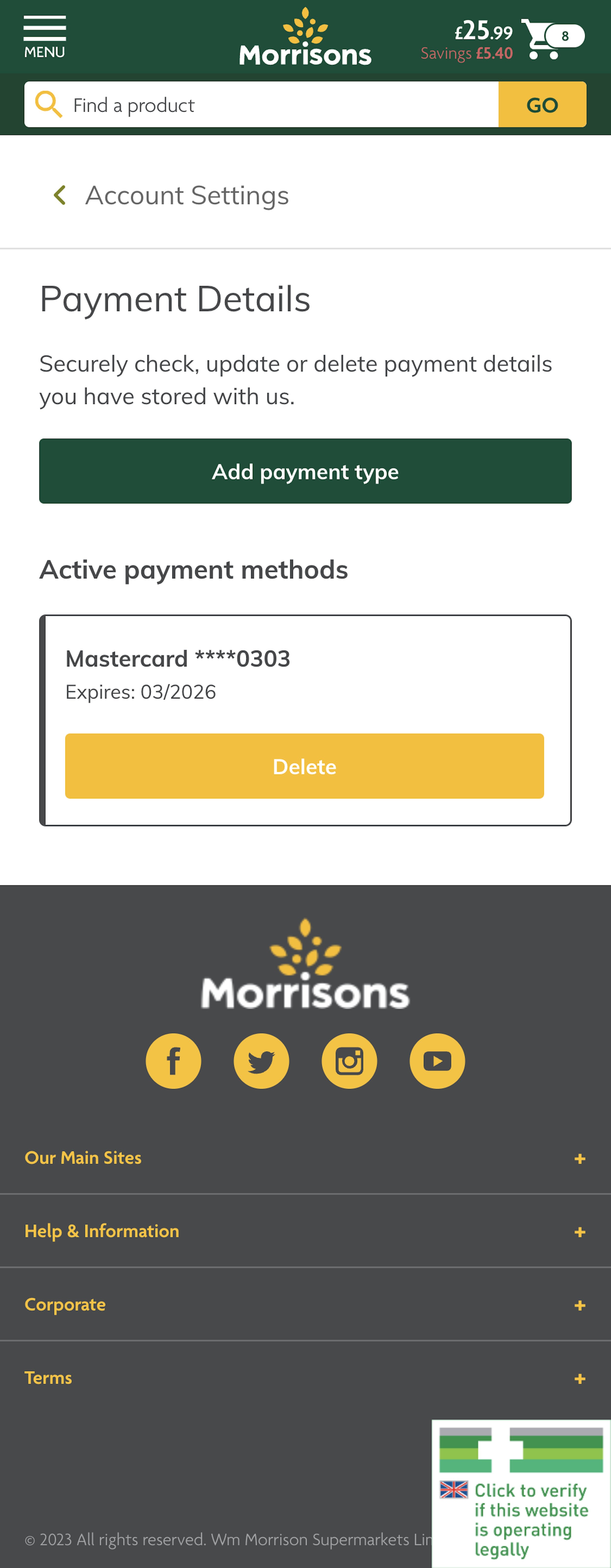 Mobile screenshot of Morrison’s