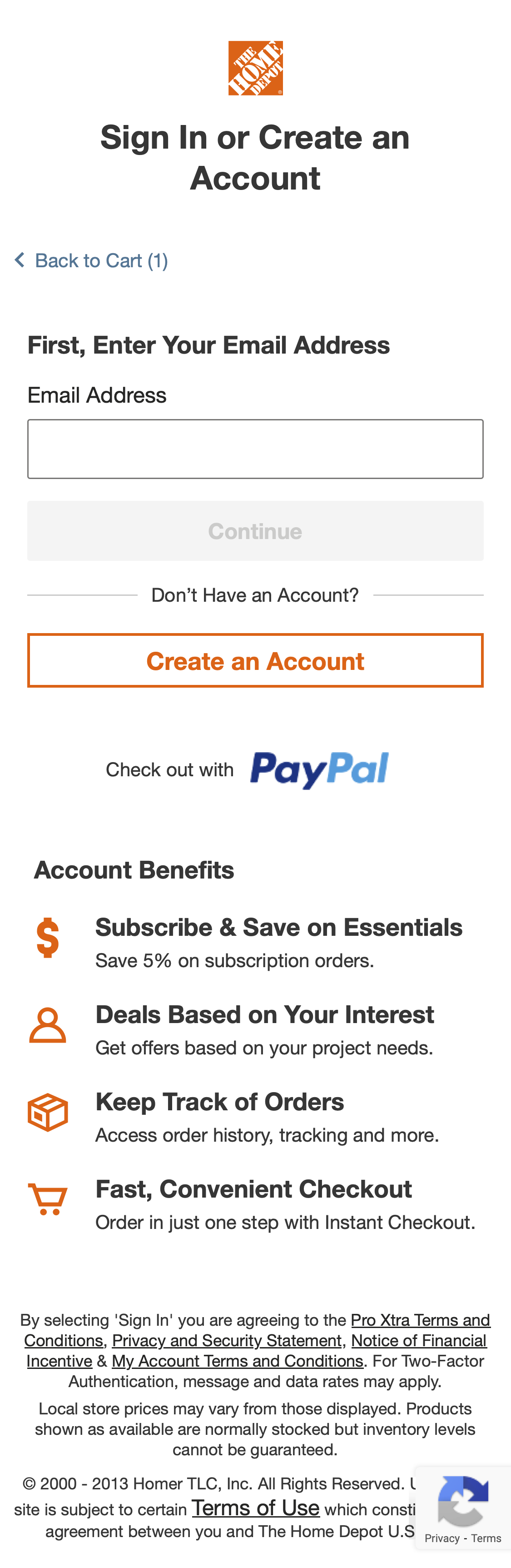 Mobile screenshot of Home Depot