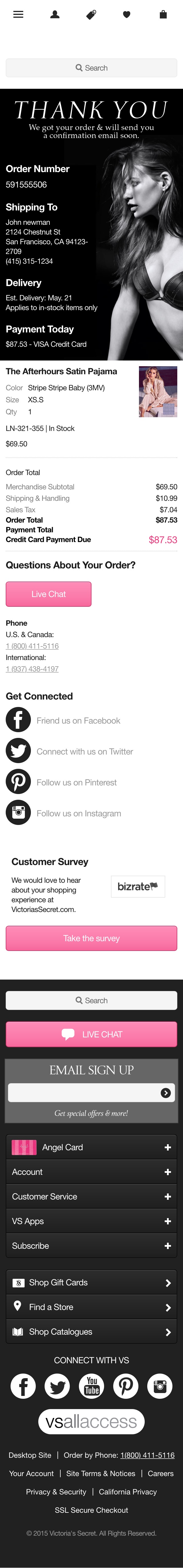 Victoria’s Secret’s Mobile Receipt / Order Confirmation 569 of 577