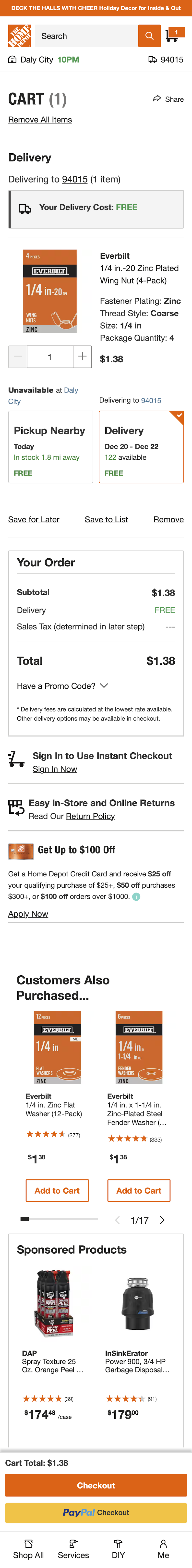 Mobile screenshot of Home Depot