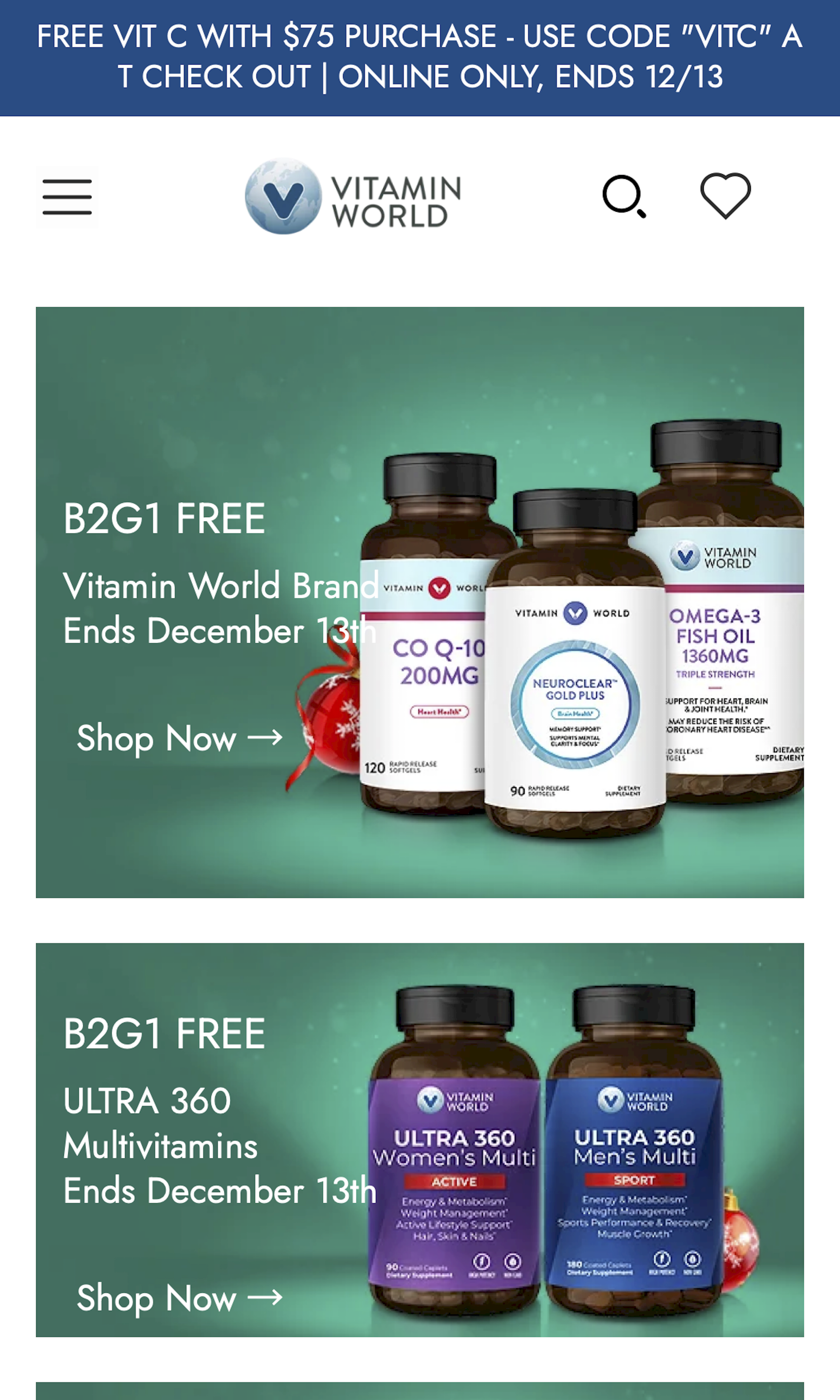 Mobile screenshot of Vitamin World