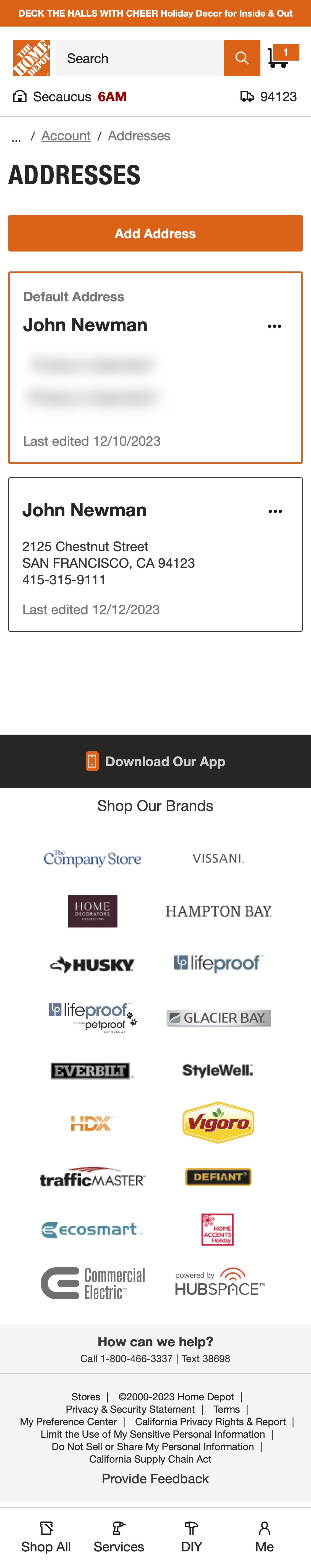 Mobile screenshot of Home Depot