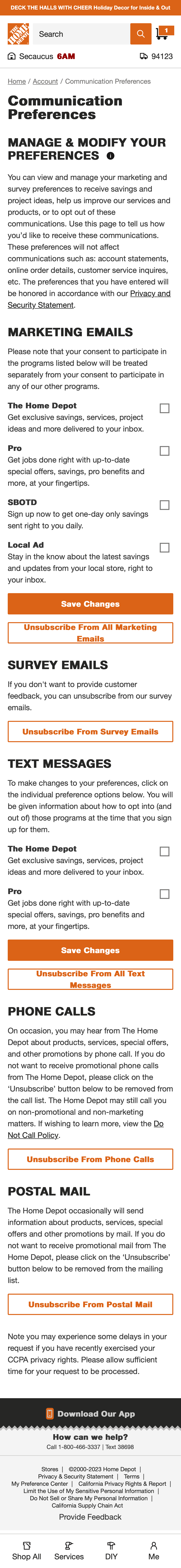 Mobile screenshot of Home Depot