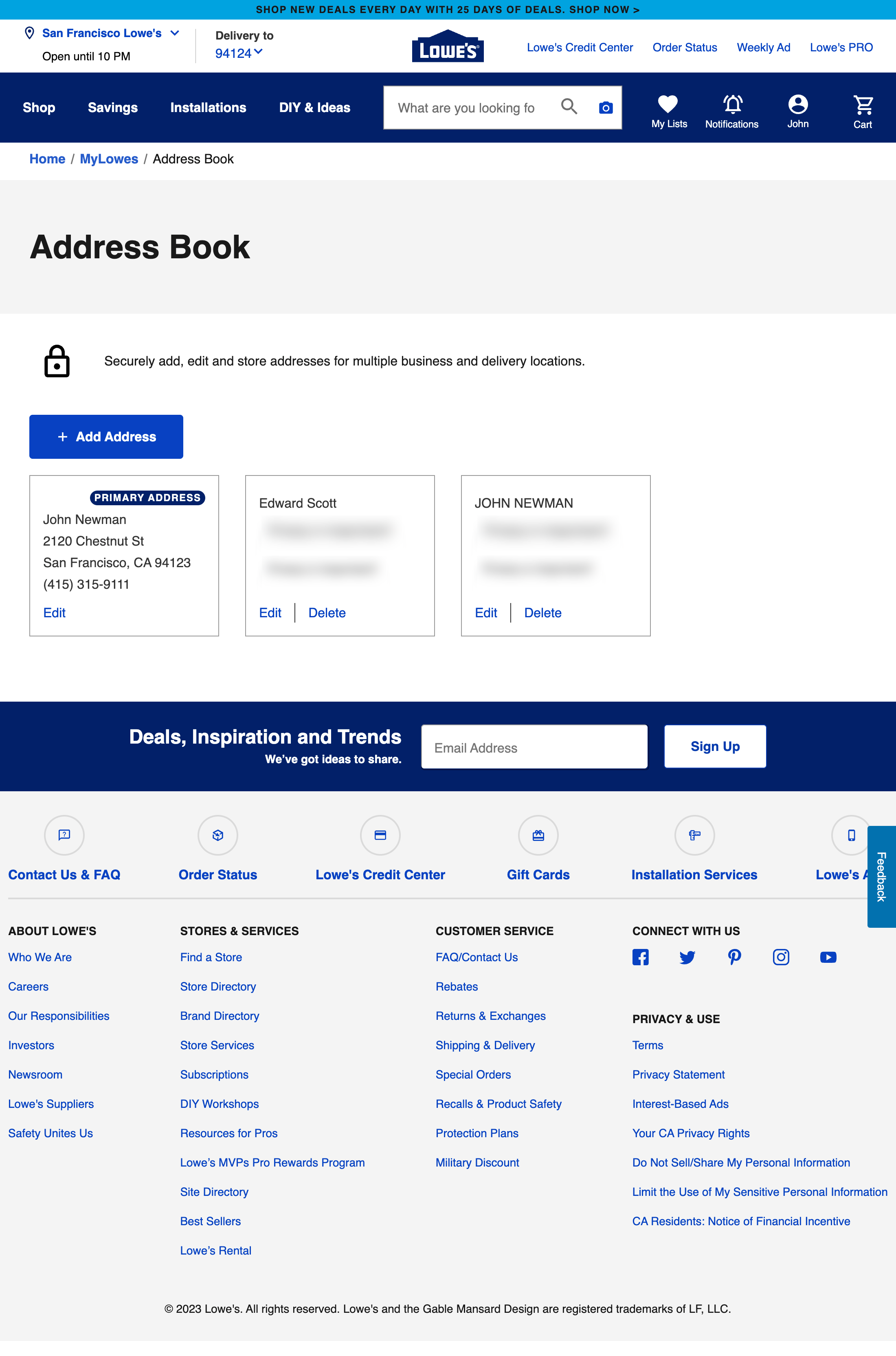Desktop screenshot of Lowe’s