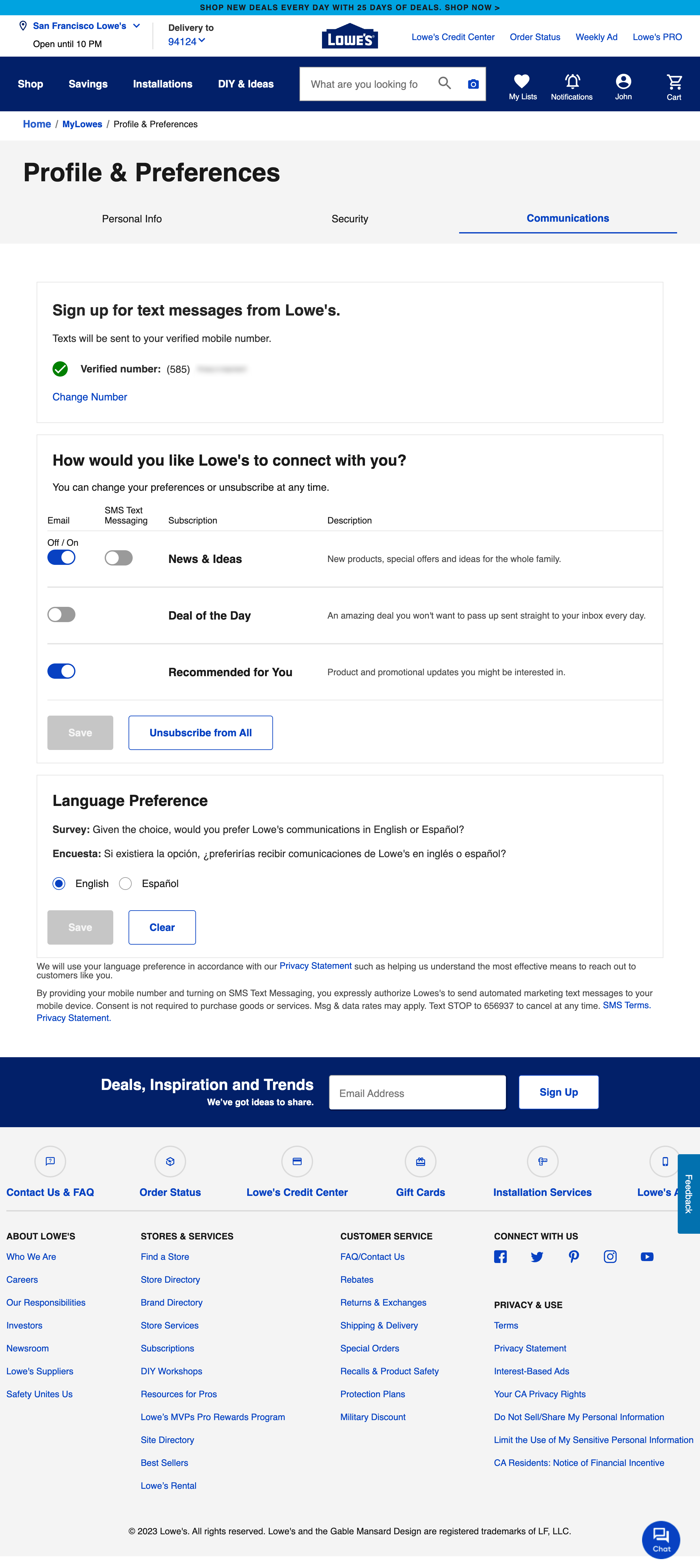 Desktop screenshot of Lowe’s