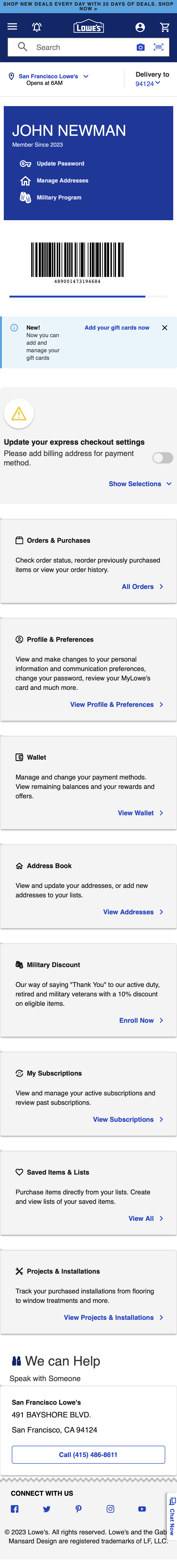 Mobile screenshot of Lowe’s