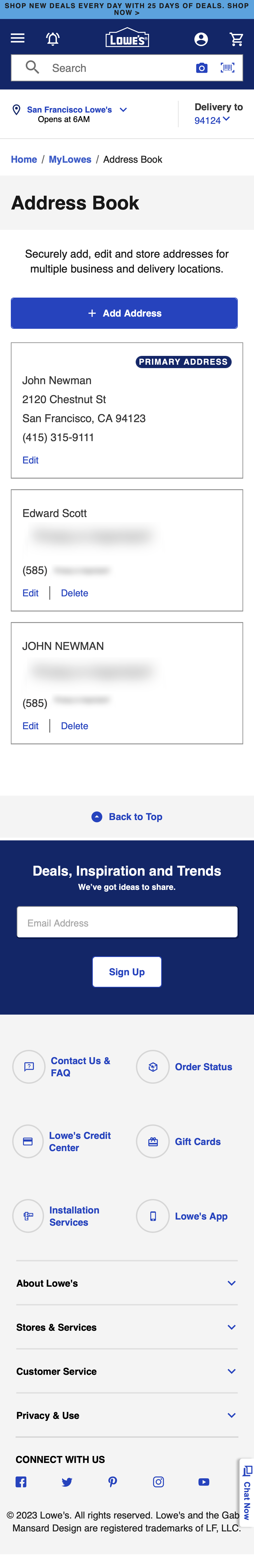 Mobile screenshot of Lowe’s