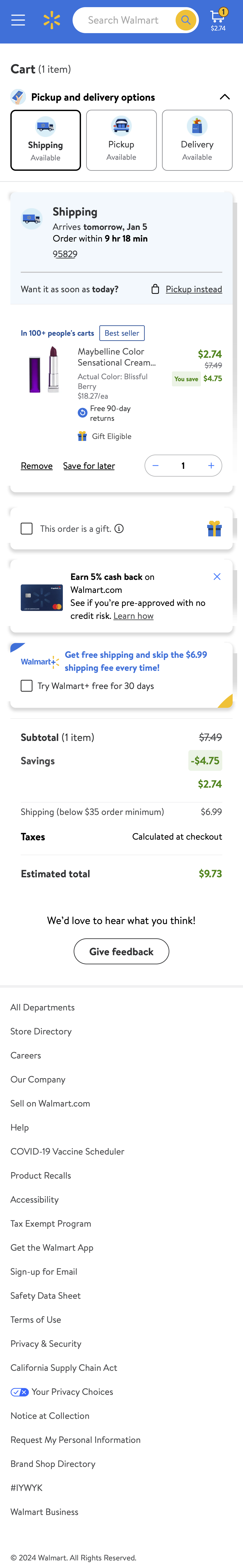 Mobile screenshot of Walmart