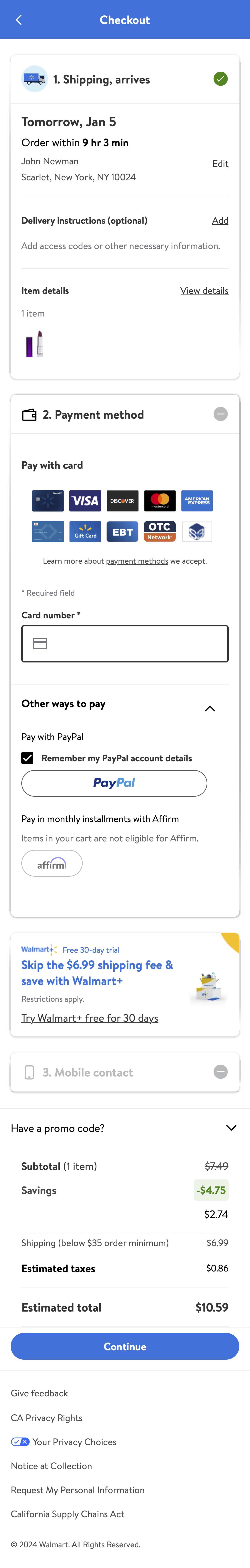 Mobile screenshot of Walmart