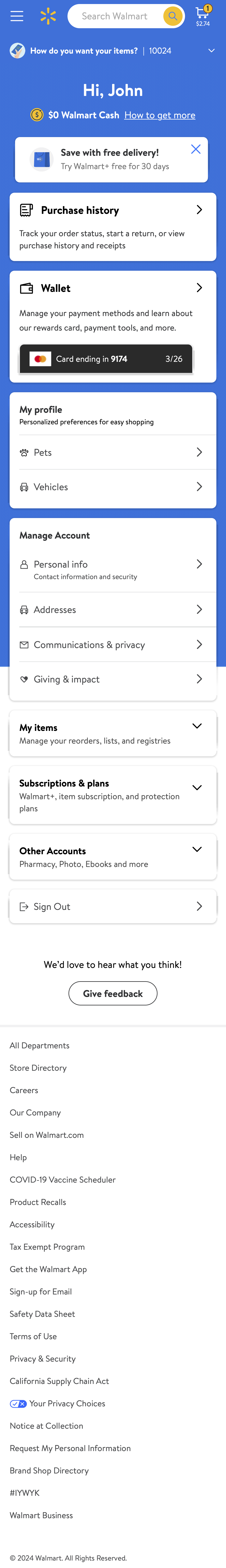 Mobile screenshot of Walmart