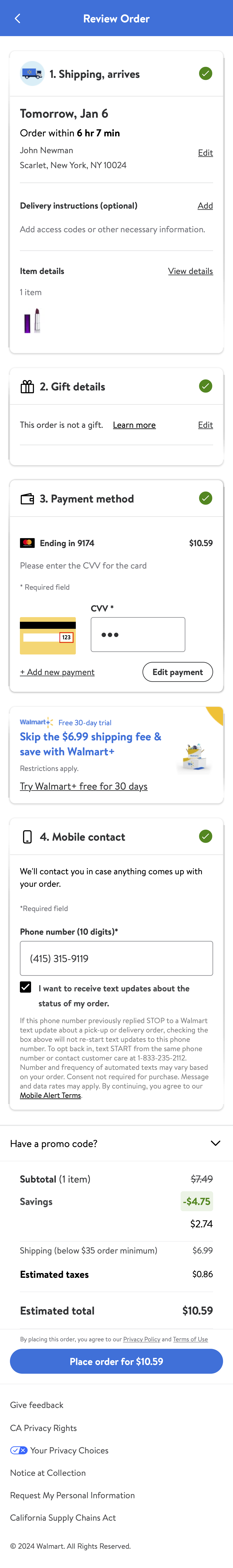 Mobile screenshot of Walmart