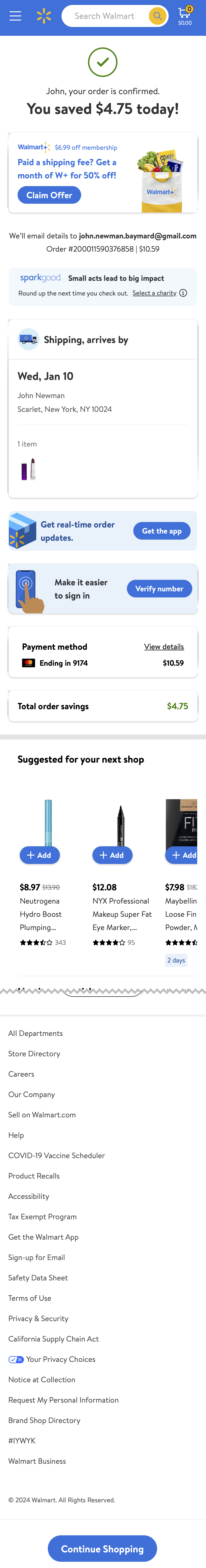 Mobile screenshot of Walmart