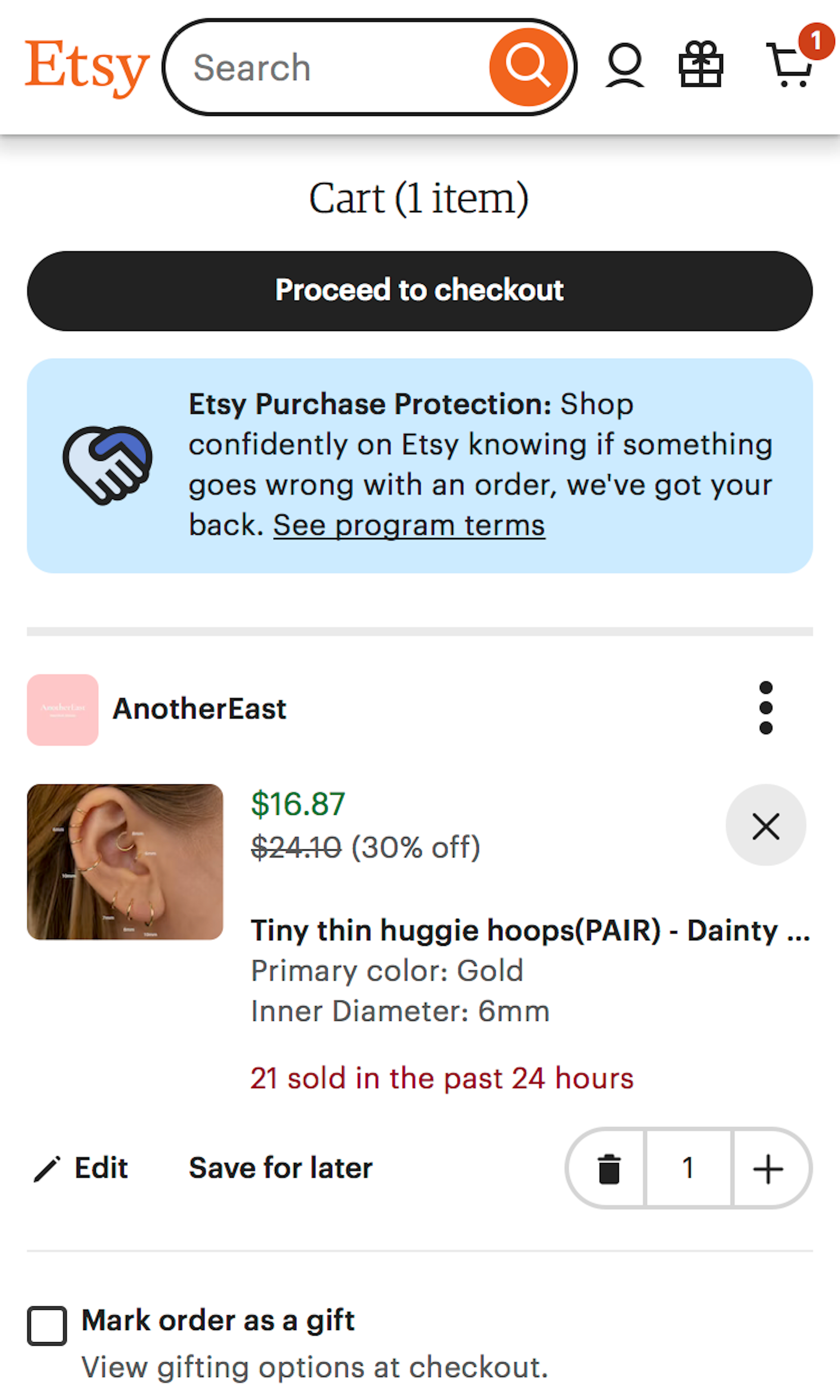 Mobile screenshot of Etsy