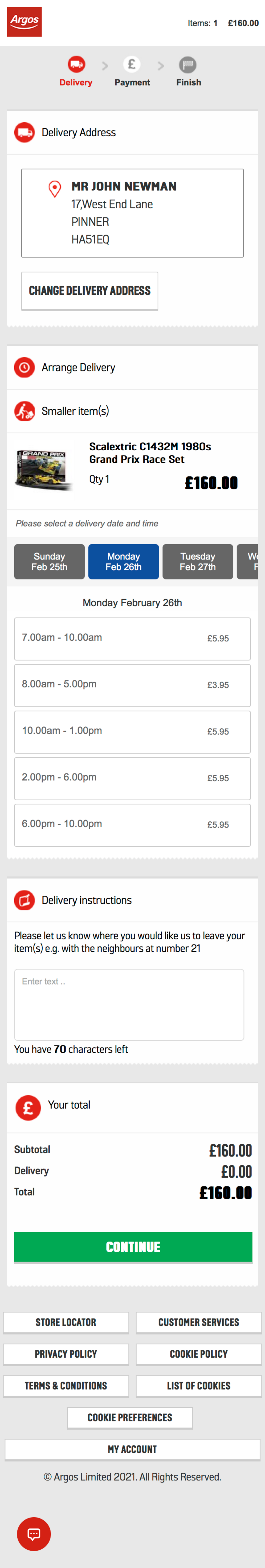 Mobile screenshot of Argos