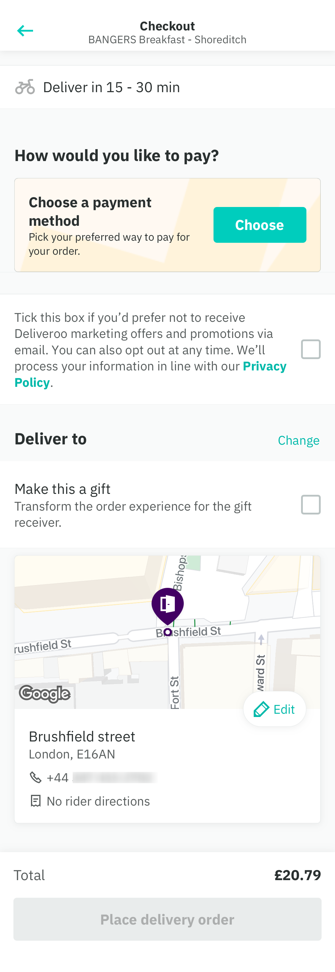 Mobile screenshot of Deliveroo