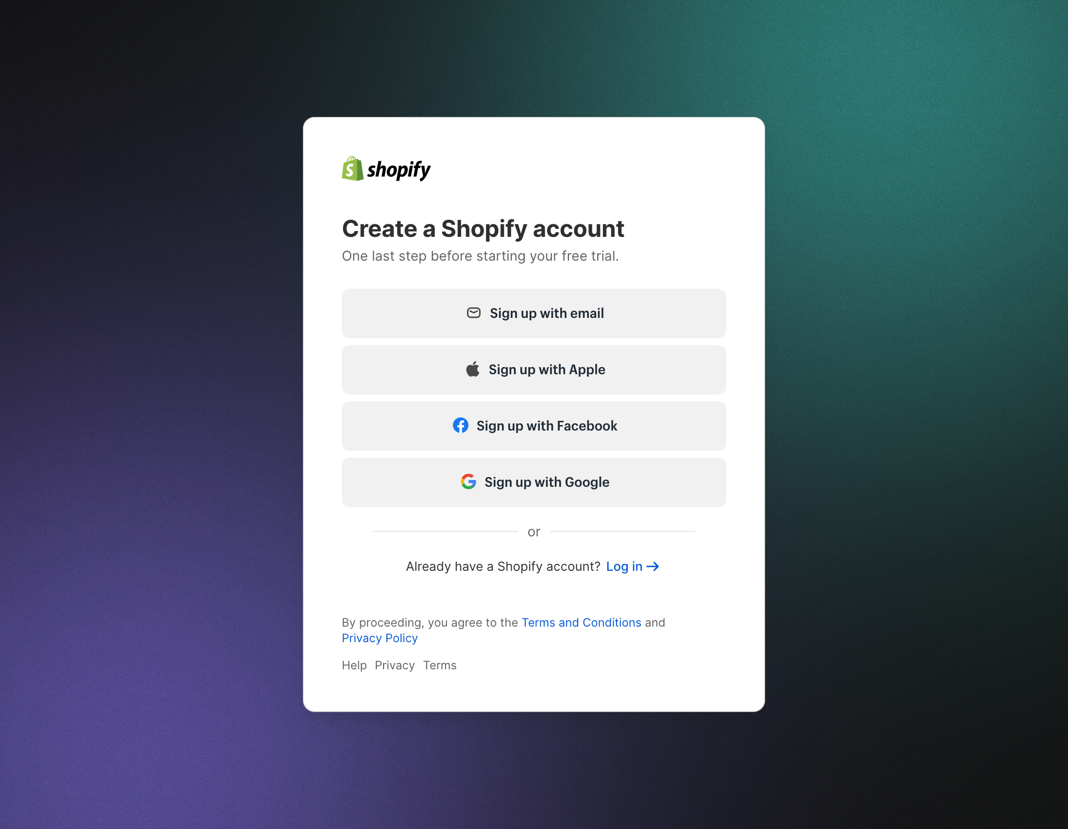 Desktop screenshot of Shopify