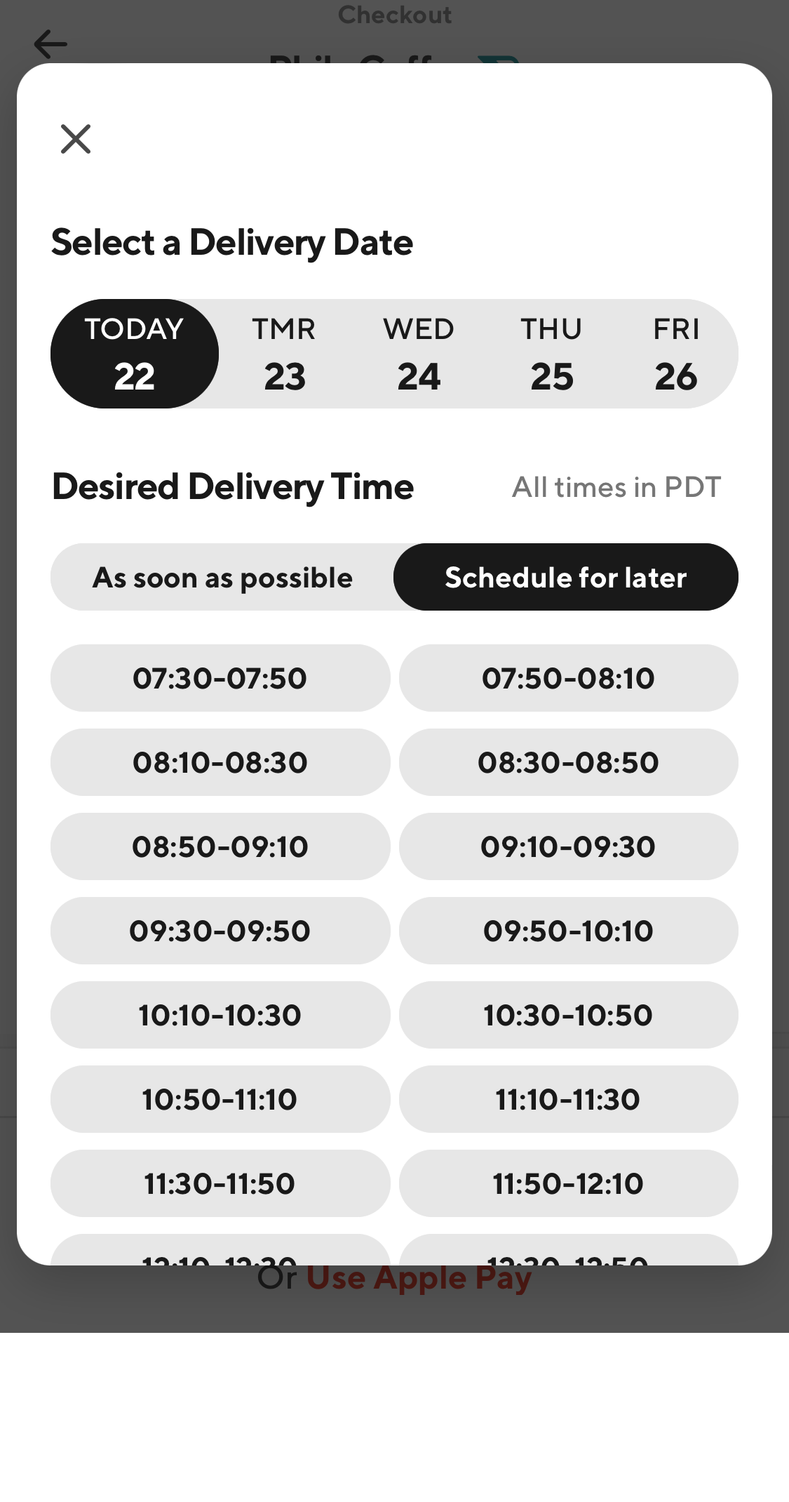Mobile screenshot of DoorDash