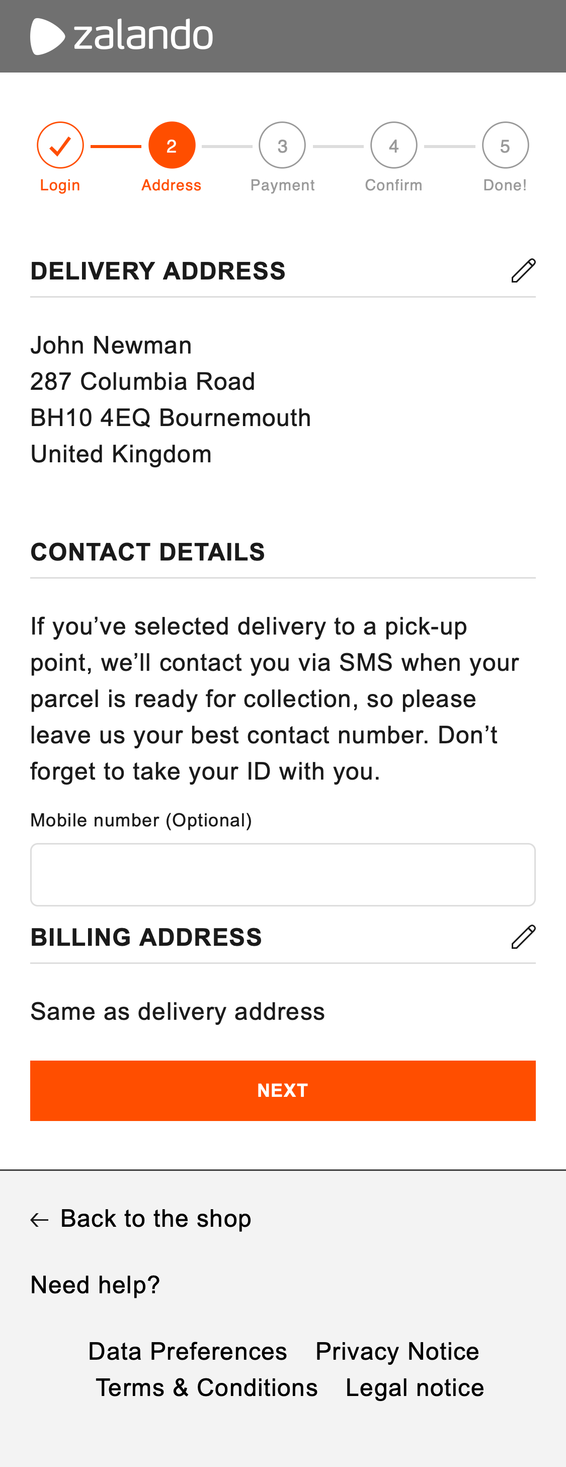 Mobile screenshot of Zalando