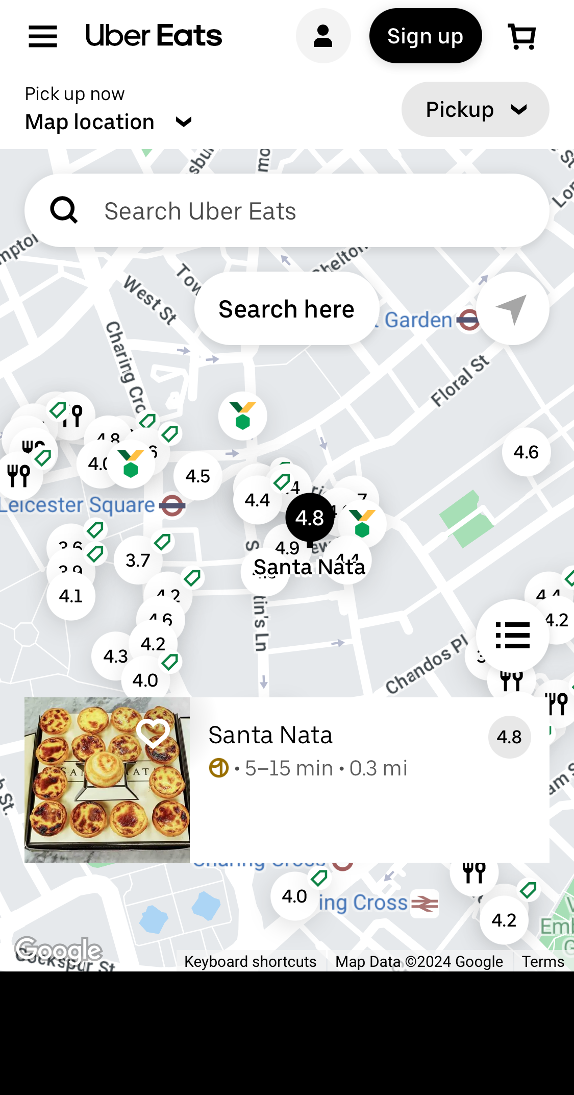 Mobile screenshot of Uber Eats