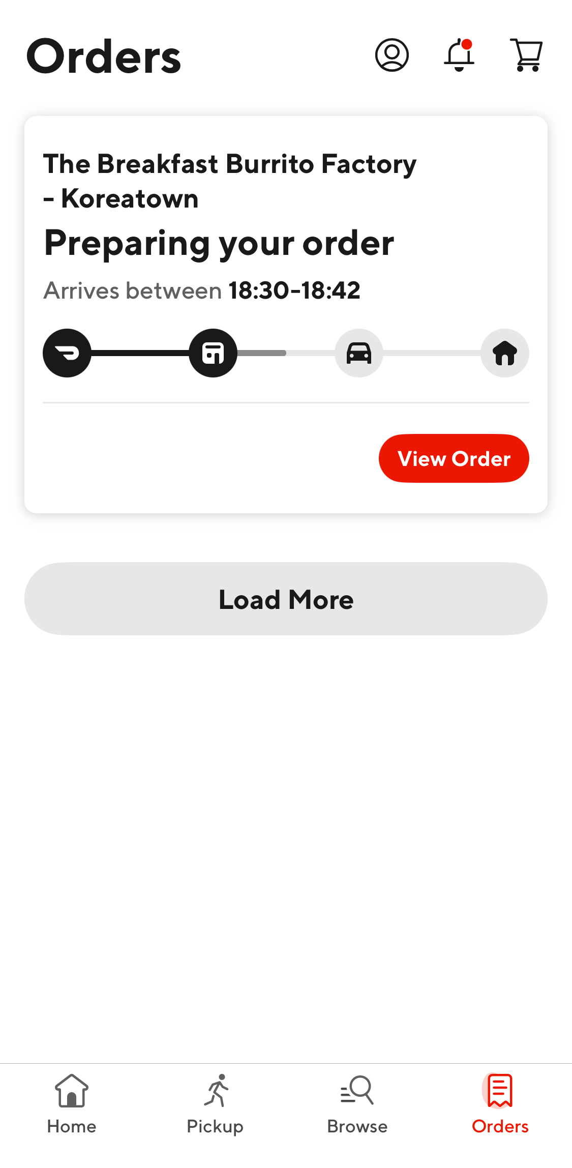 Mobile screenshot of DoorDash