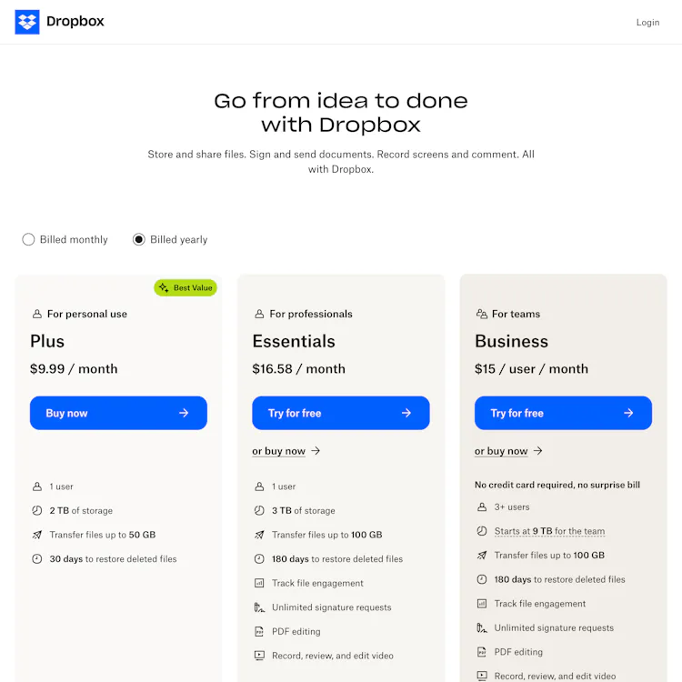 Dropbox UX Case Study – Baymard Institute
