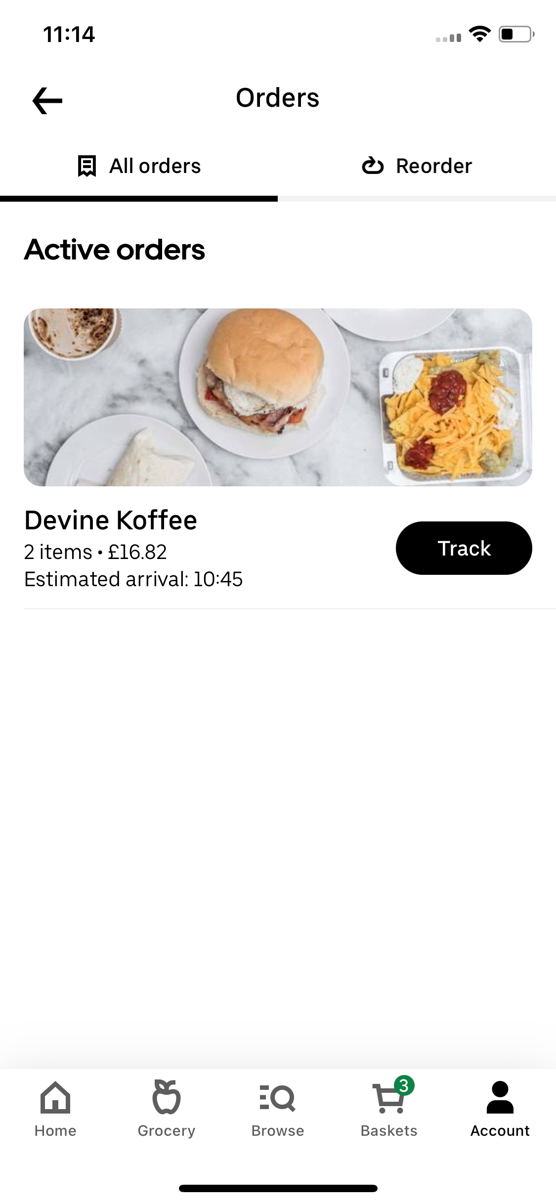 Mobile screenshot of Uber Eats