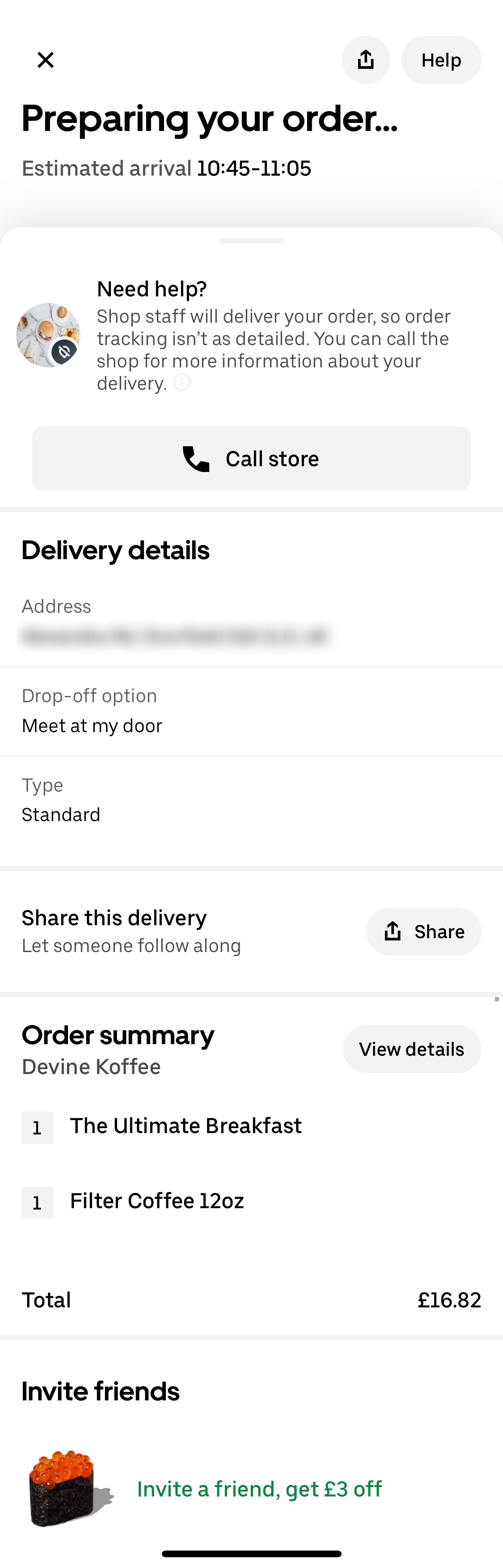 Mobile screenshot of Uber Eats