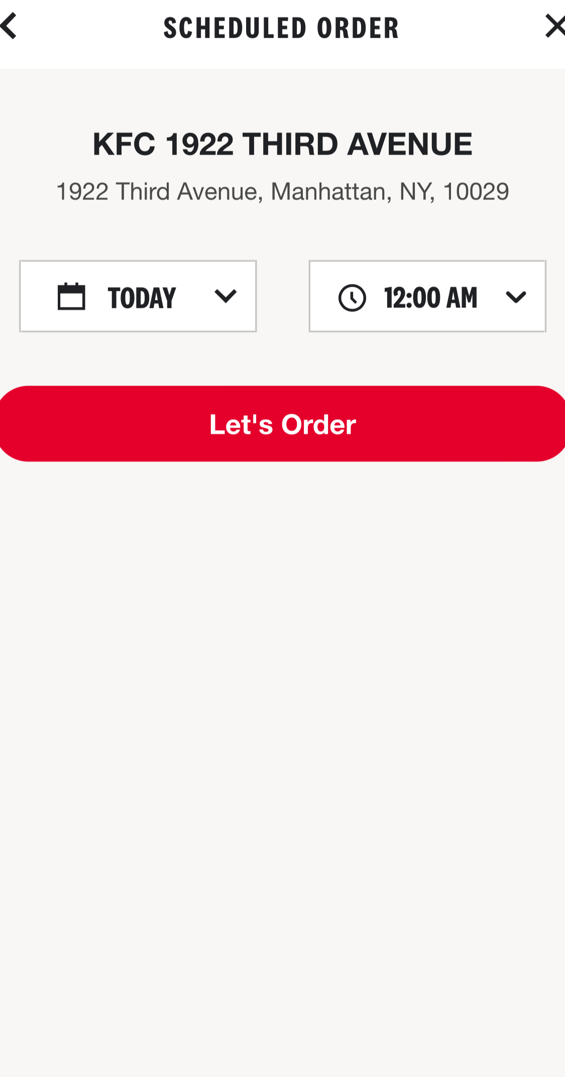 Mobile screenshot of KFC