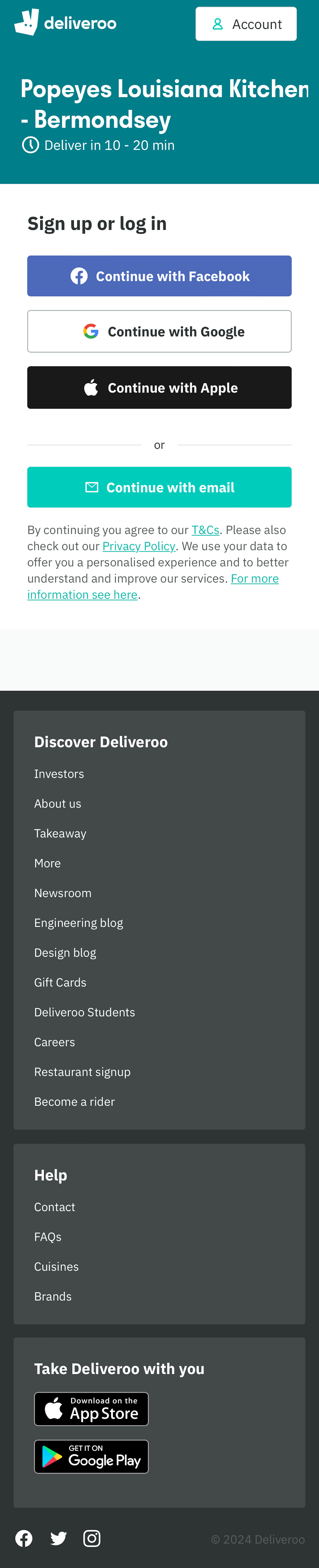Mobile screenshot of Deliveroo