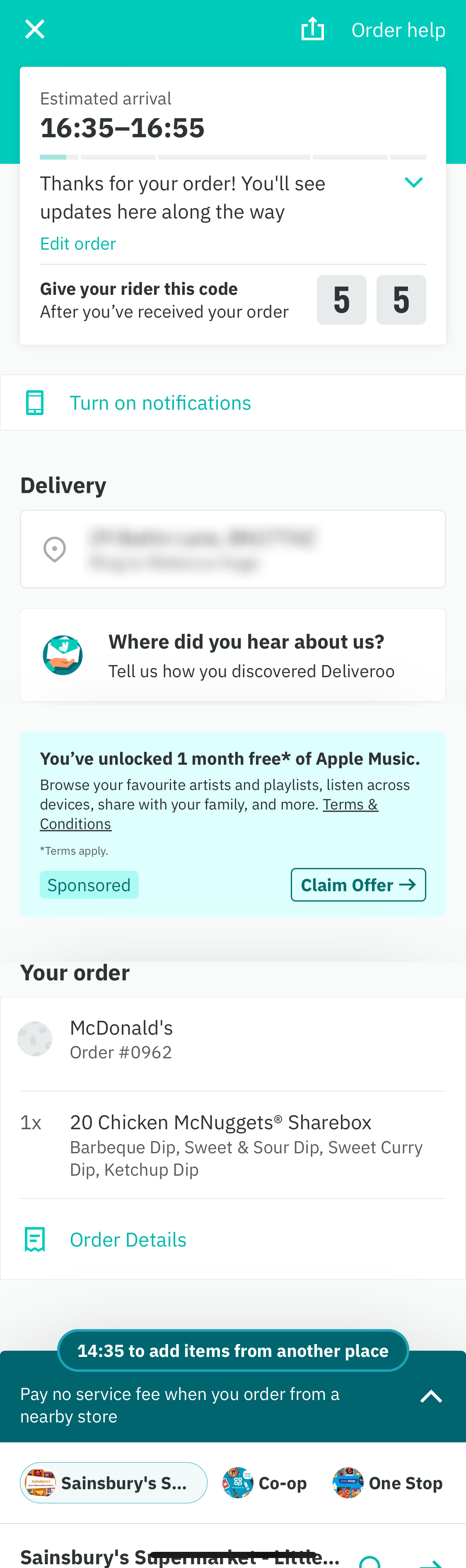 Mobile screenshot of Deliveroo