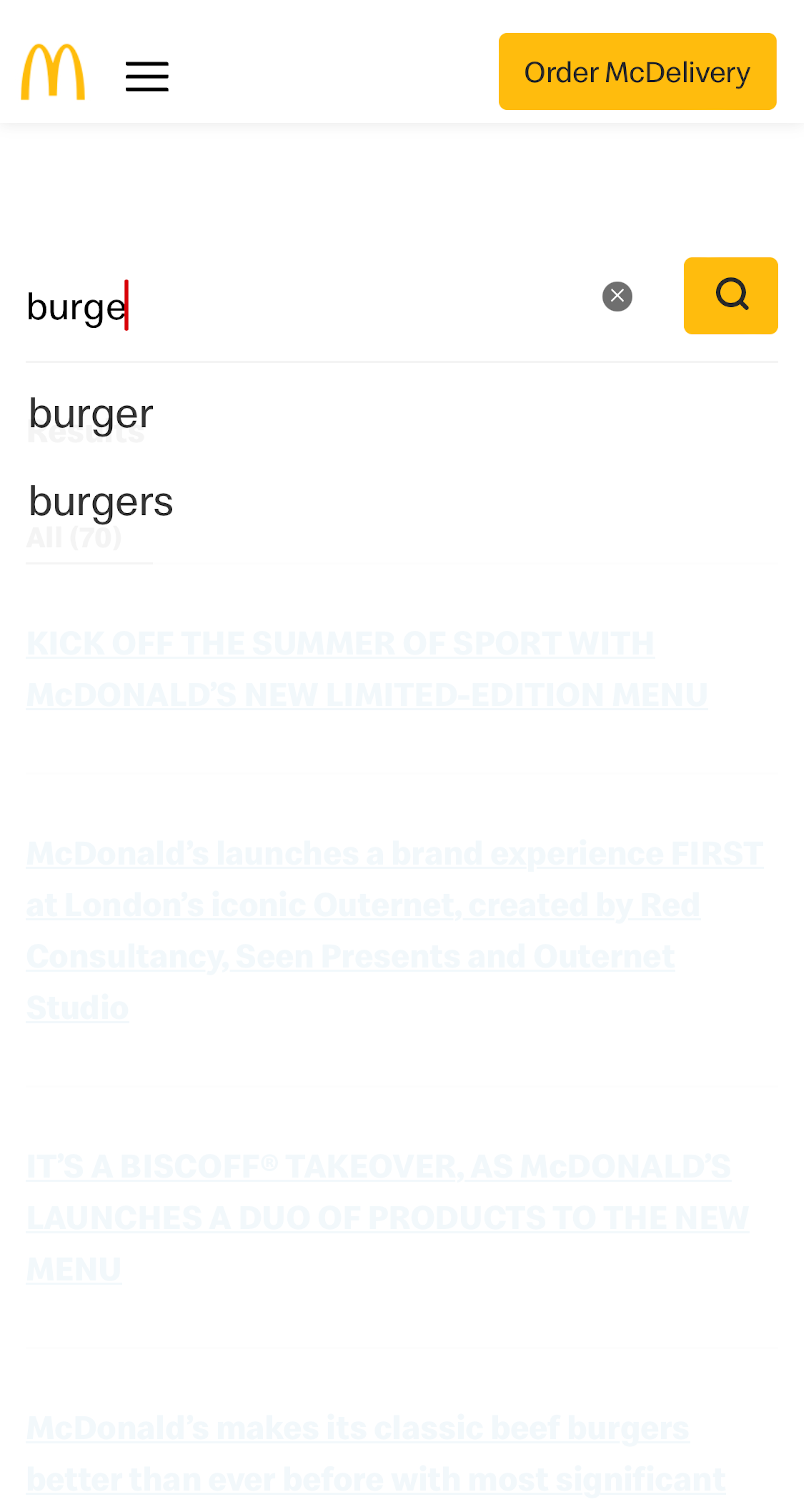 Mobile screenshot of McDonald’s