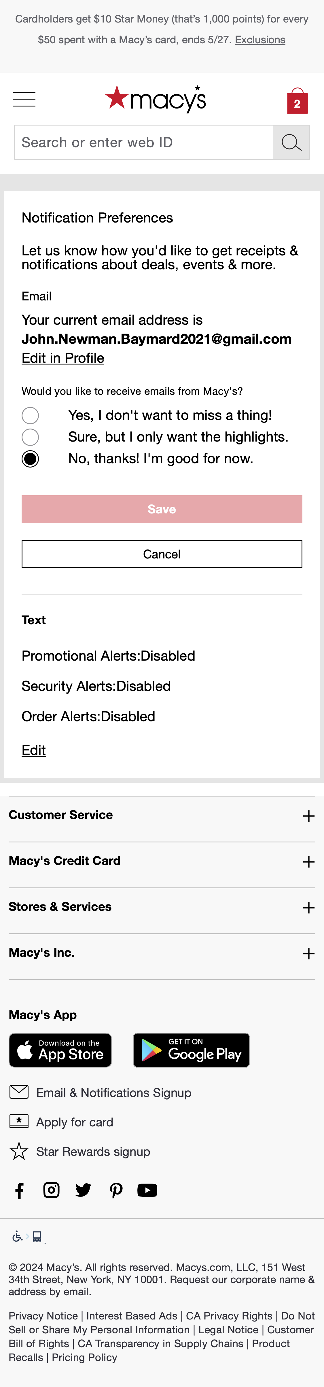 Mobile screenshot of Macy’s