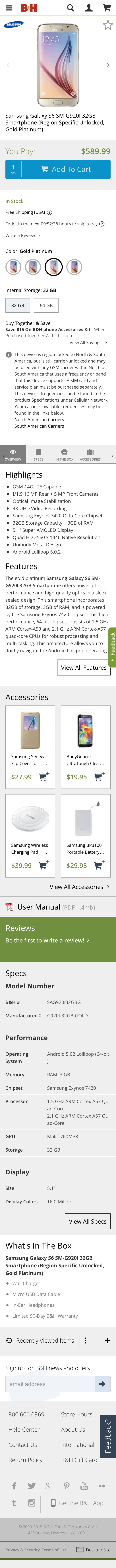 Mobile screenshot of B&H Photo