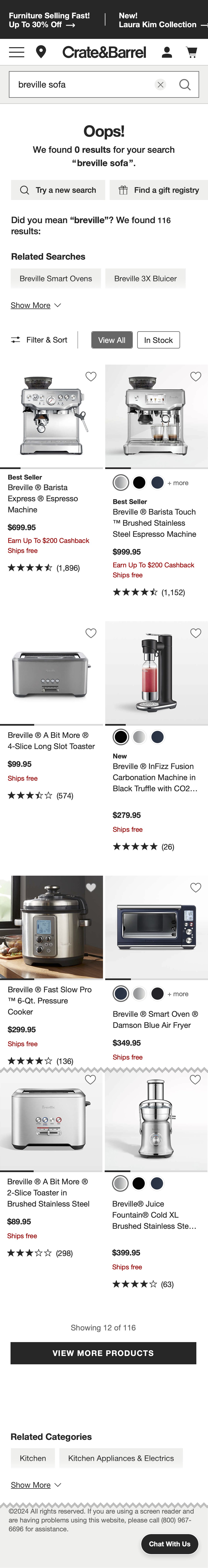 Mobile screenshot of Crate & Barrel