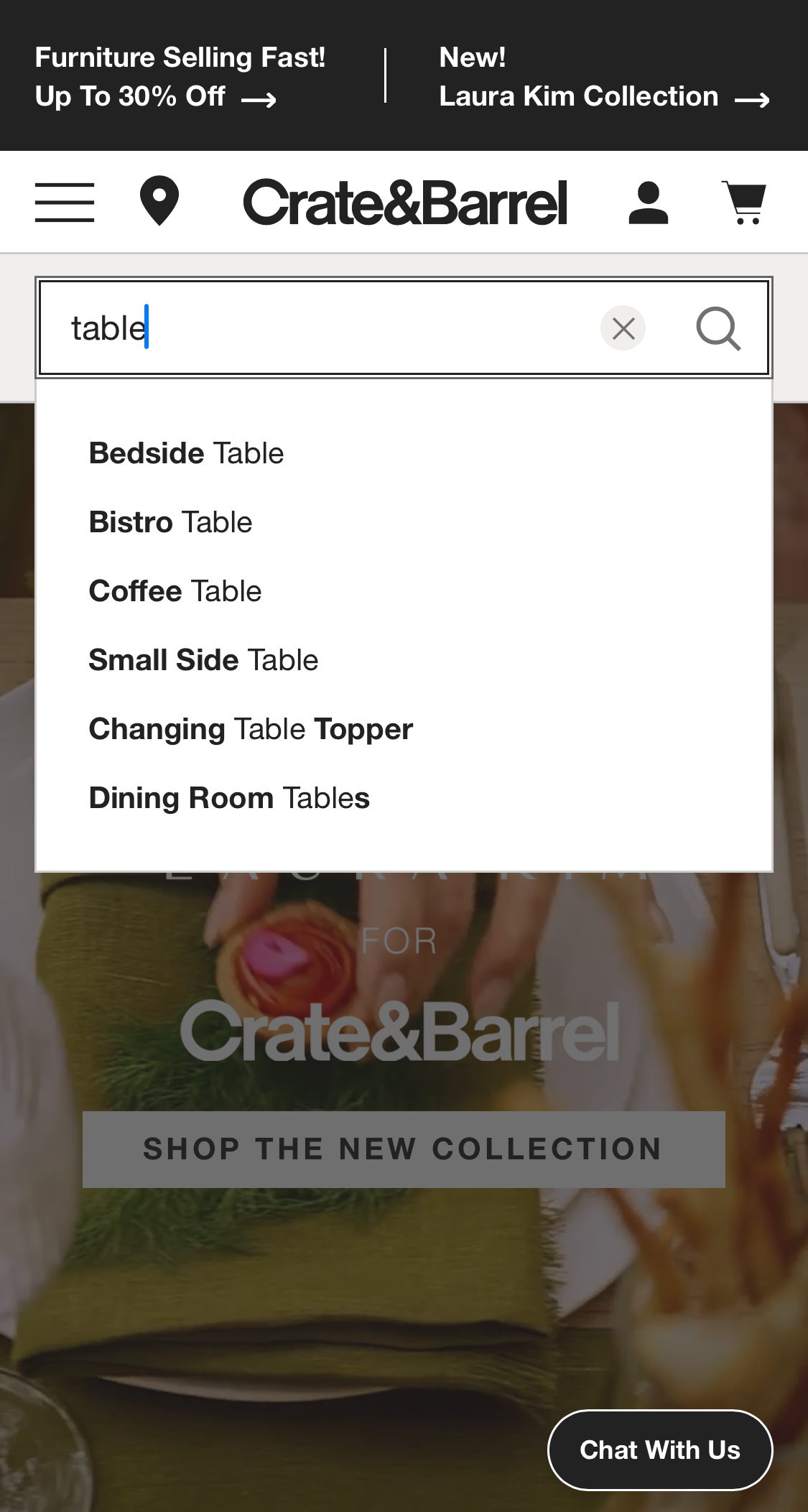 Mobile screenshot of Crate & Barrel