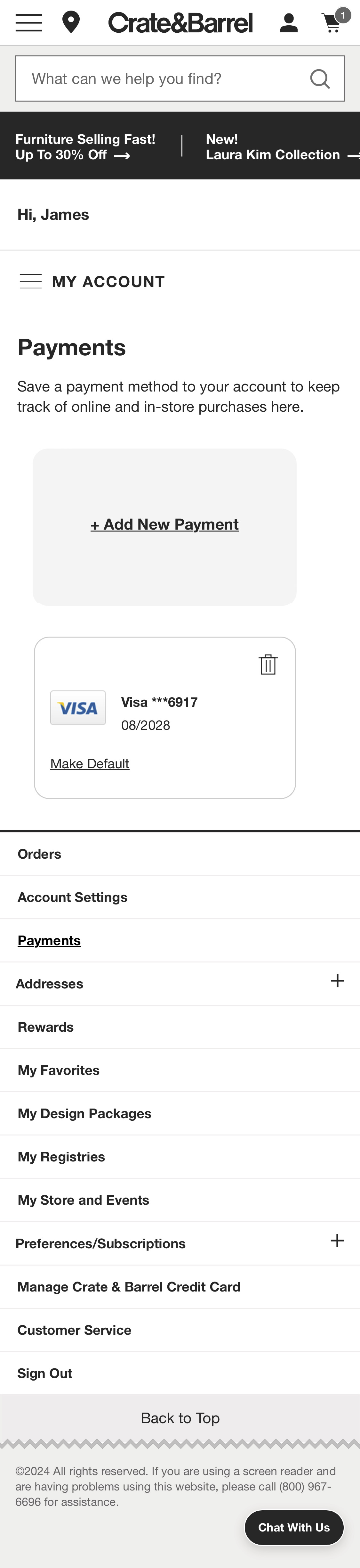 Mobile screenshot of Crate & Barrel