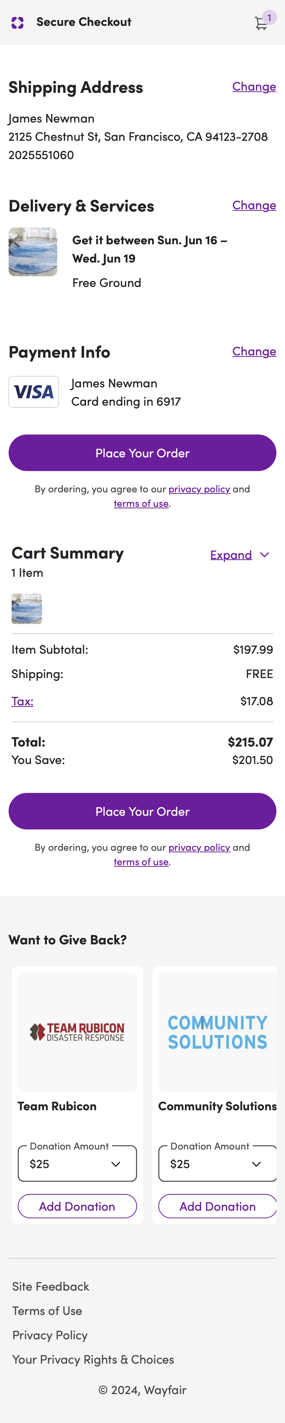 Mobile screenshot of Wayfair