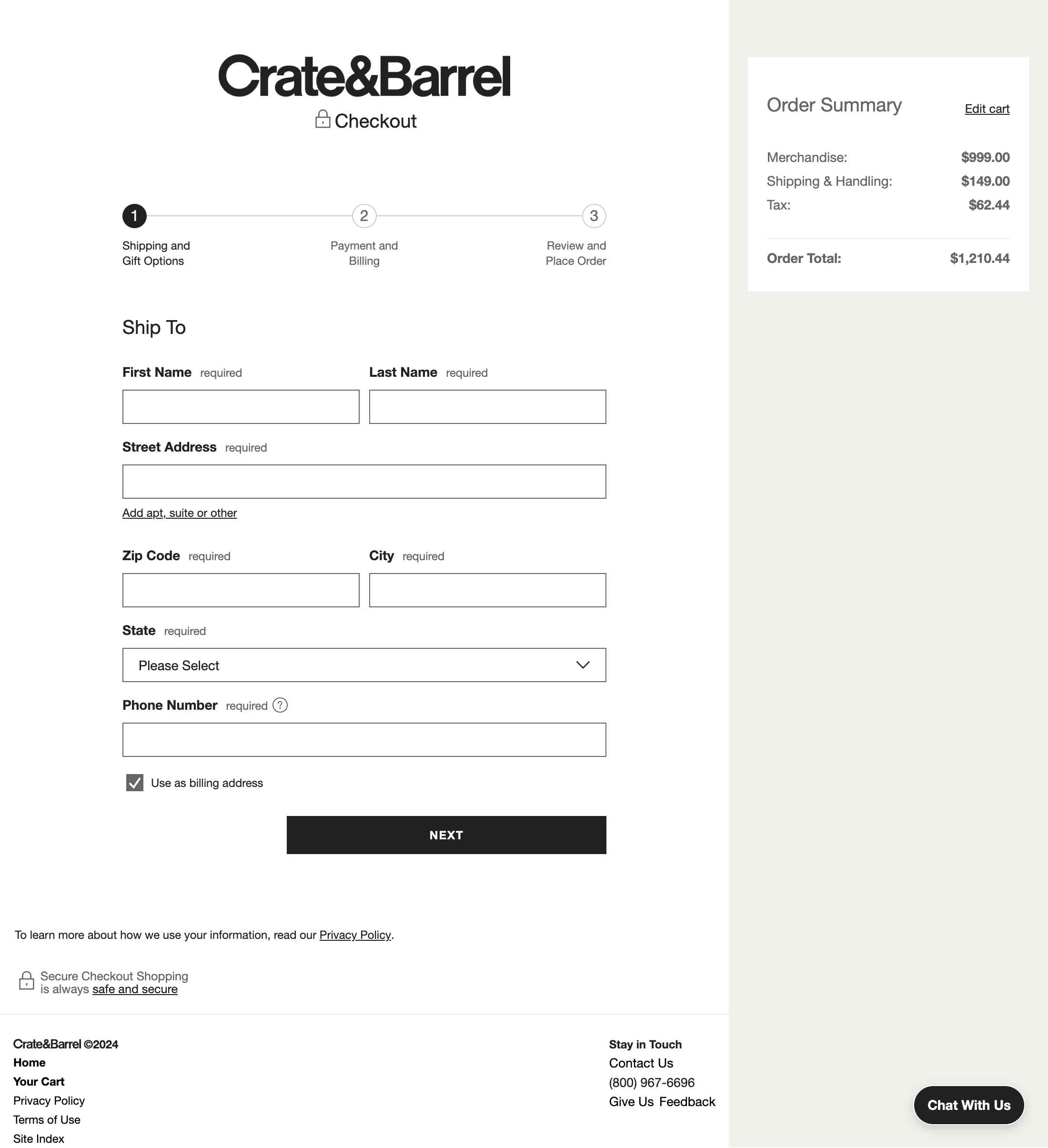 Desktop screenshot of Crate & Barrel