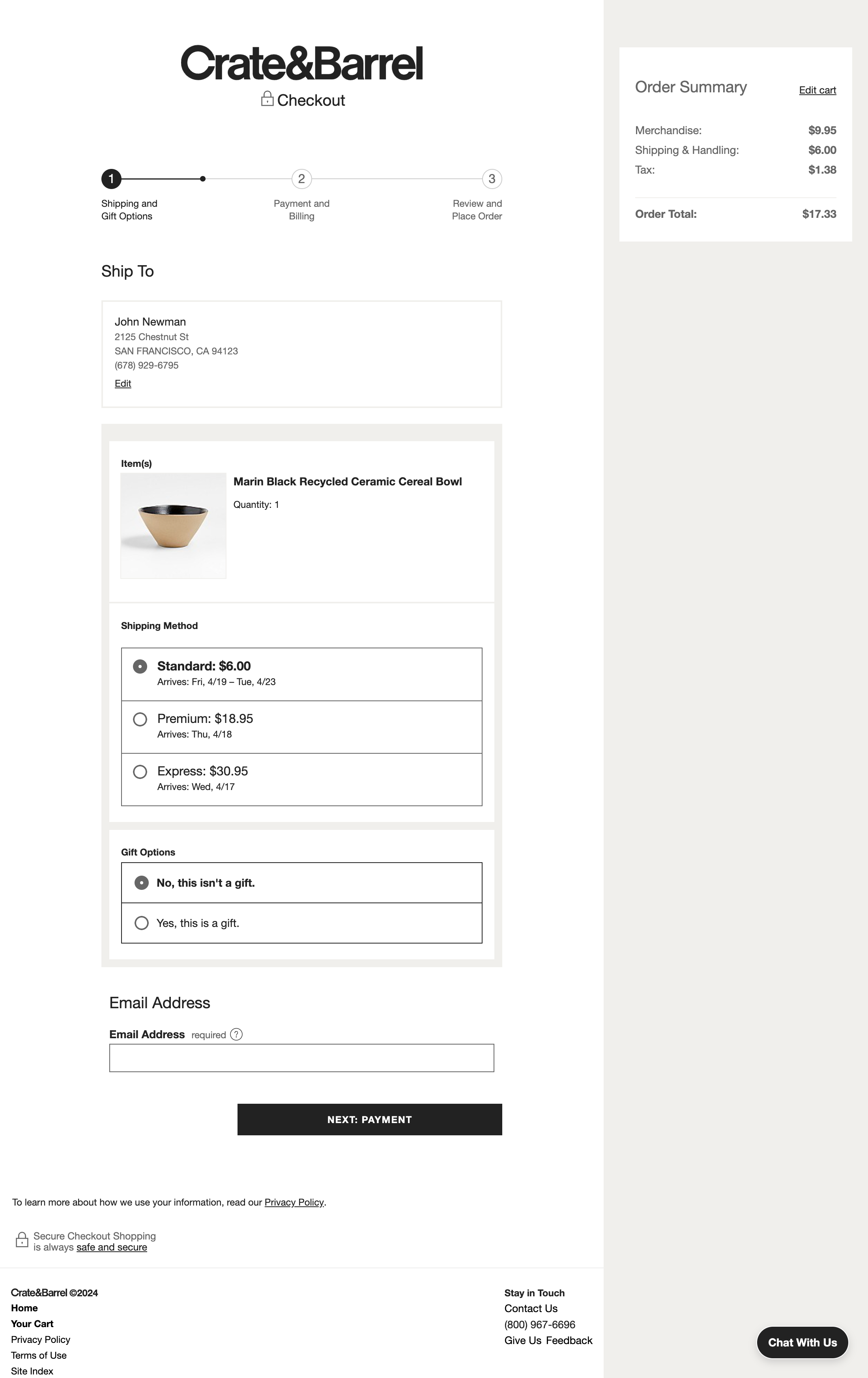 Desktop screenshot of Crate &amp; Barrel