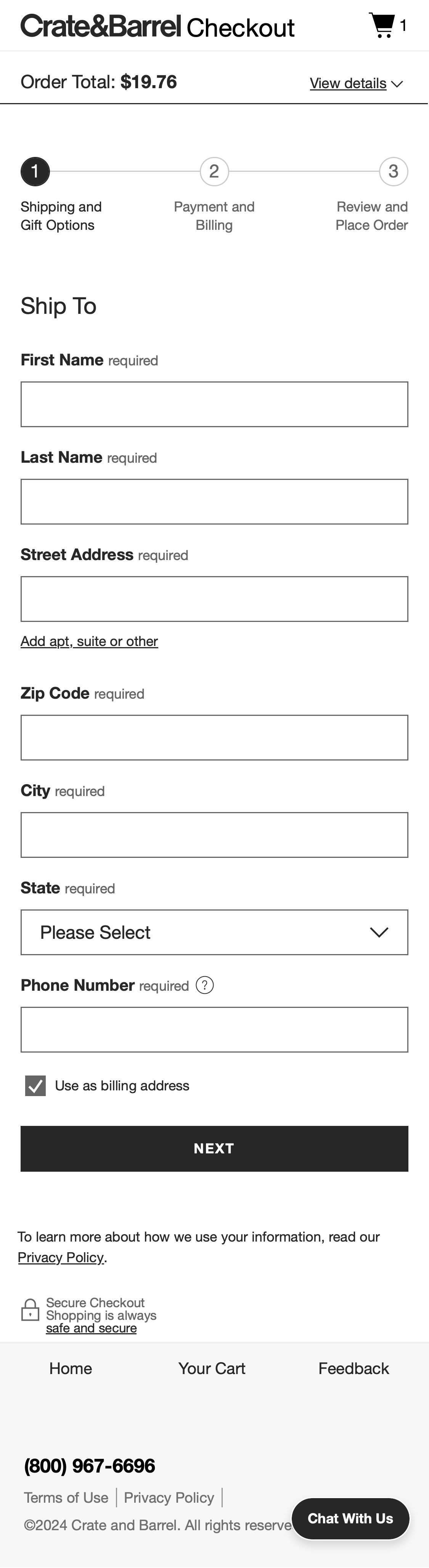 Mobile screenshot of Crate & Barrel