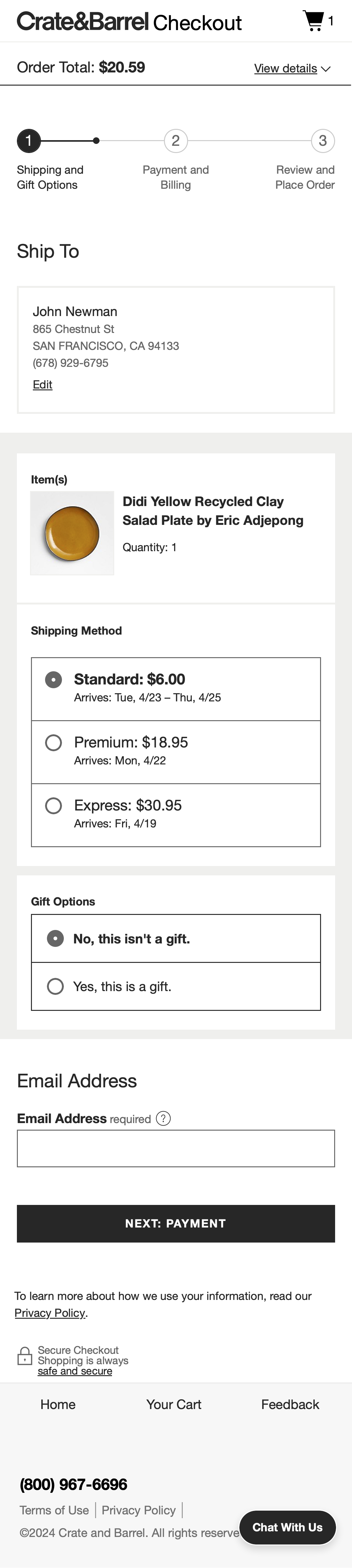 Mobile screenshot of Crate &amp; Barrel