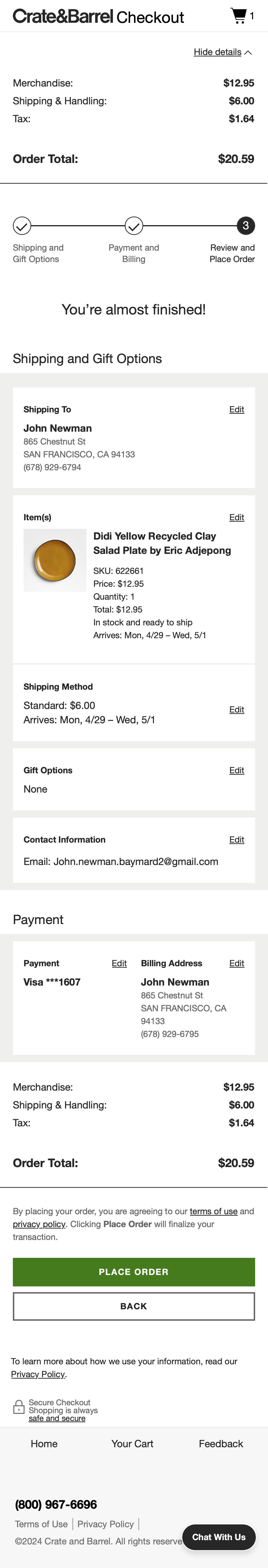 Mobile screenshot of Crate &amp; Barrel