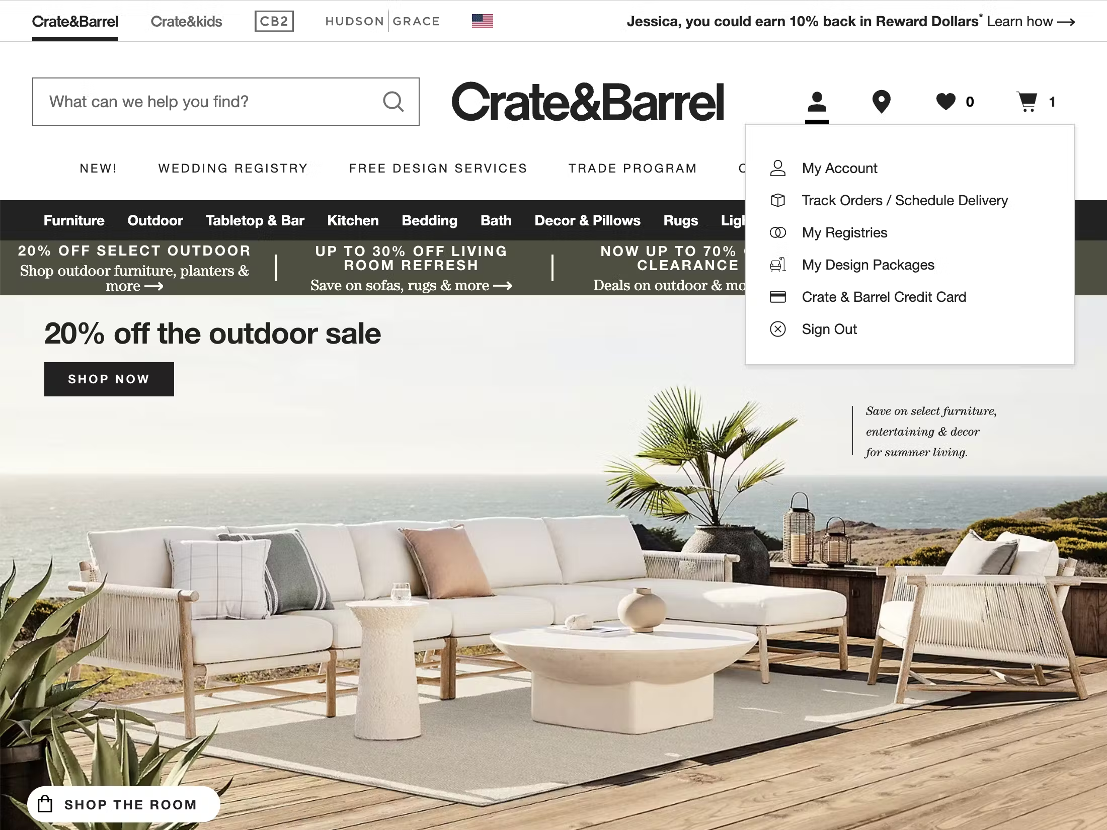 Desktop screenshot of Crate &amp; Barrel