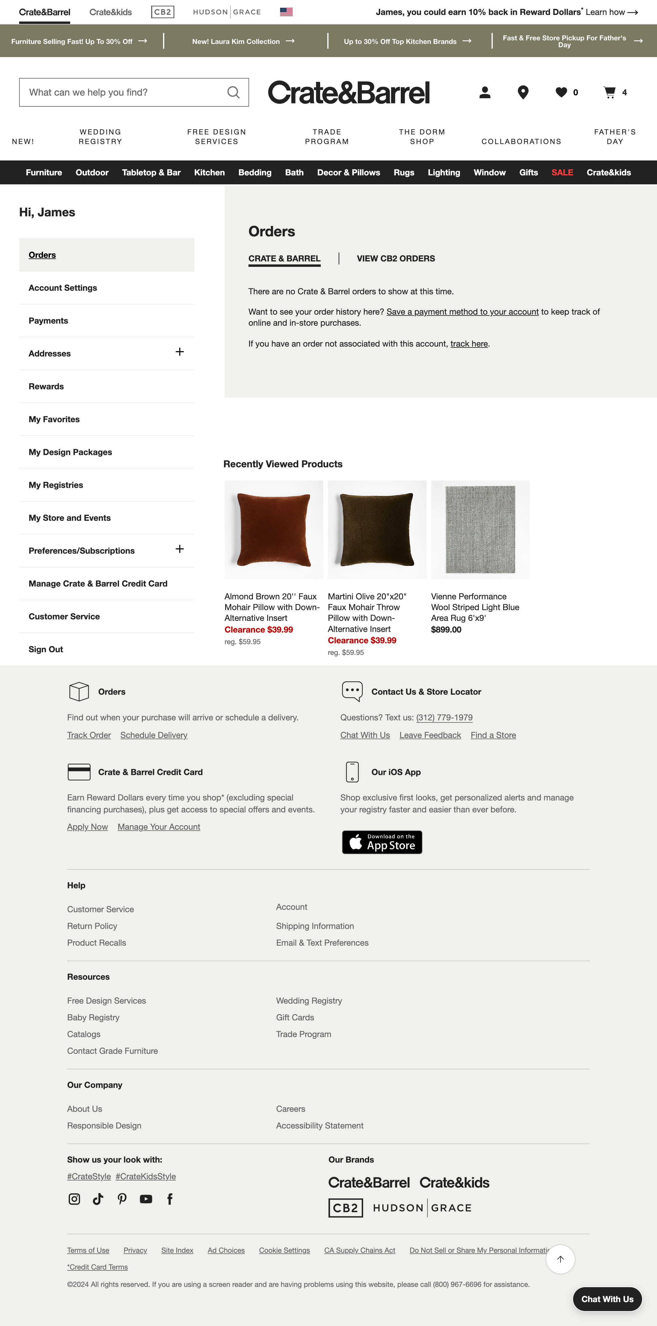 Desktop screenshot of Crate &amp; Barrel