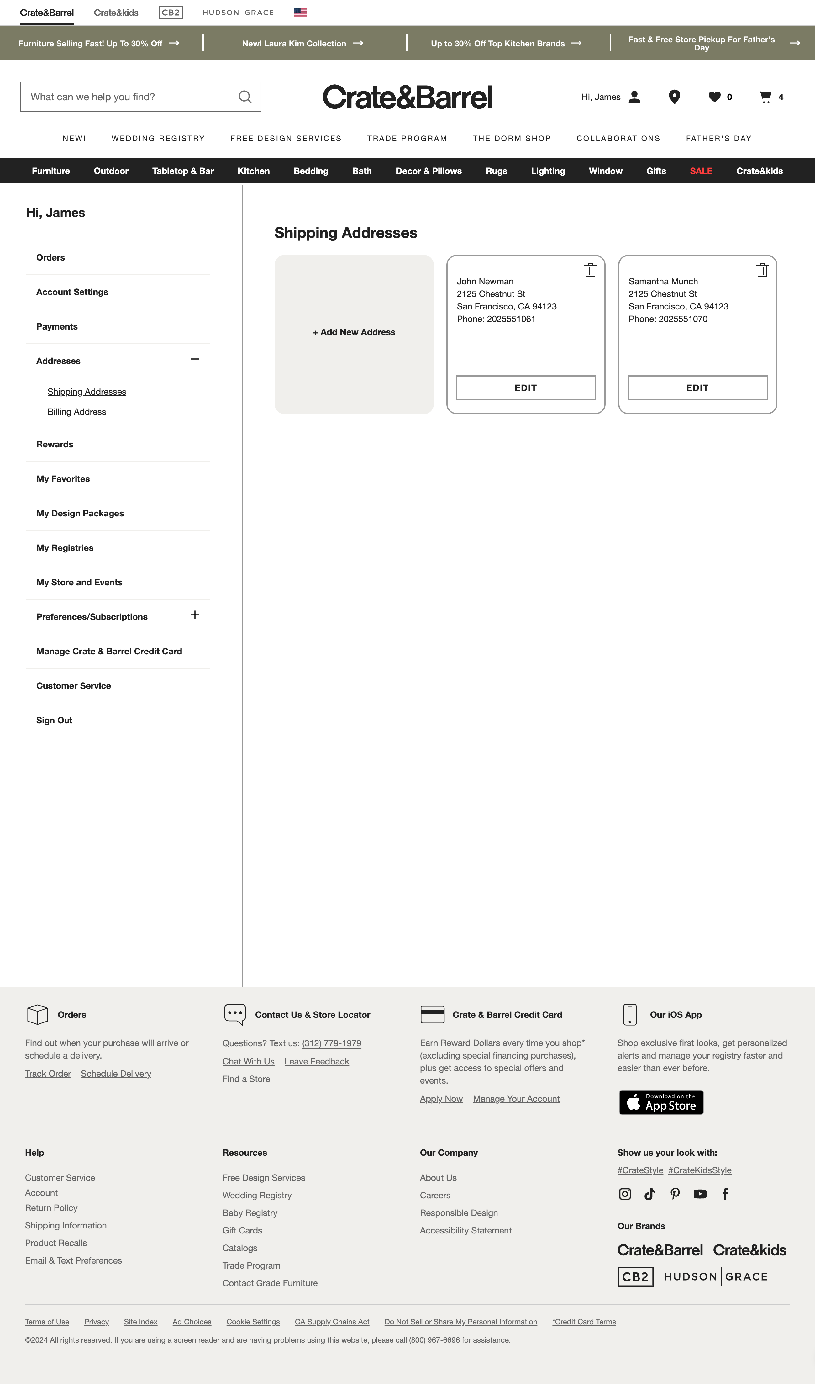 Desktop screenshot of Crate & Barrel